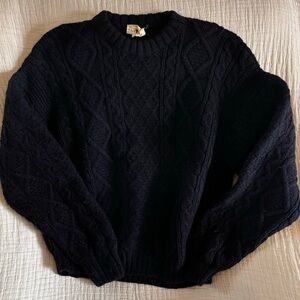 Vintage 90’s JCrew Navy Blue Fisherman Chunky Knit Sweater size XL *Fixer Upper*
